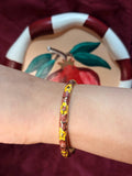 Brown and Yellow Roses Enamel Bangle