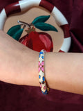 Pink and Blue Flower Enamel Bangle