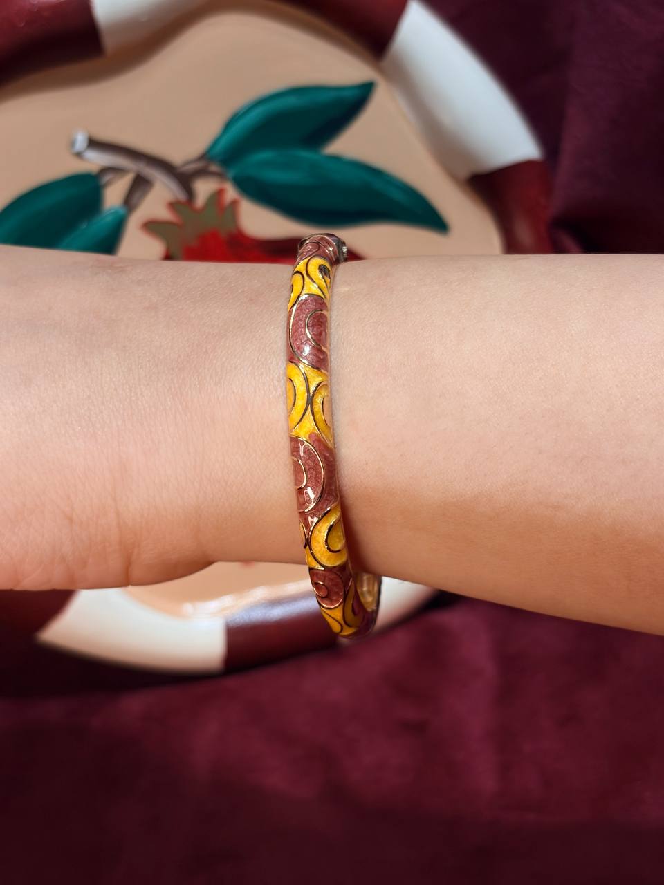 Brown and Yellow Enamel Bangle