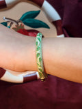 Green Feather Enamel Bangle