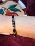 Grey Rose in Black Enamel Bangle