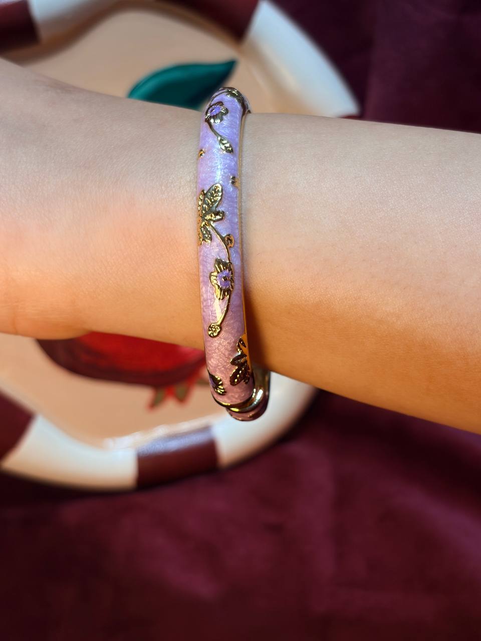 Purple and Gold Enamel Bangle