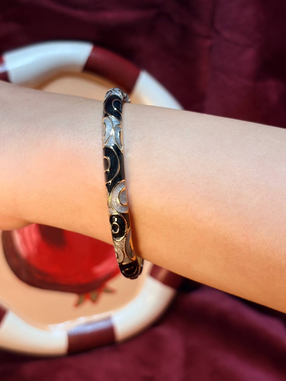 Black and Grey Enamel Bangle