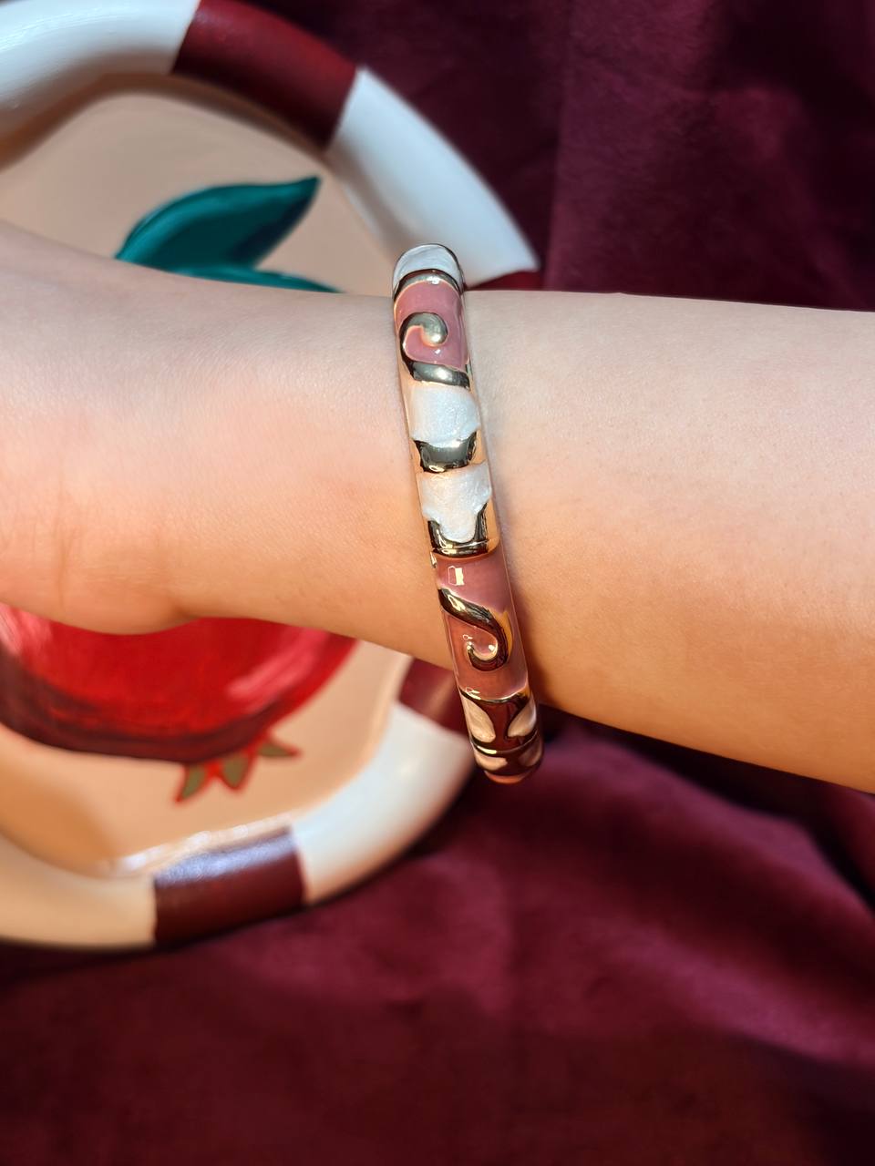Caramel in White Enamel Bangle