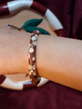 Brown and White Rose Enamel Bangle