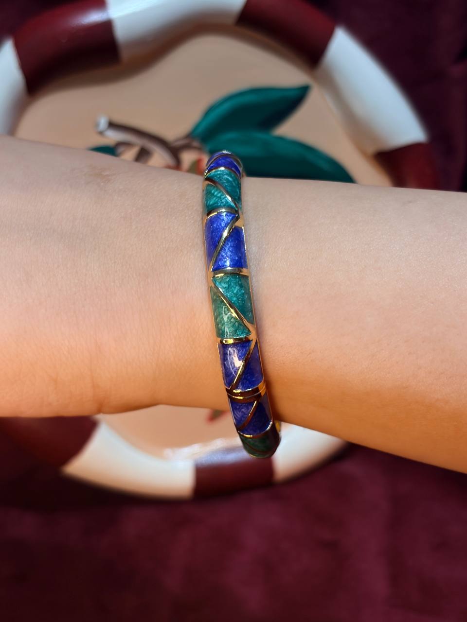 Green and Blue Enamel Bangle