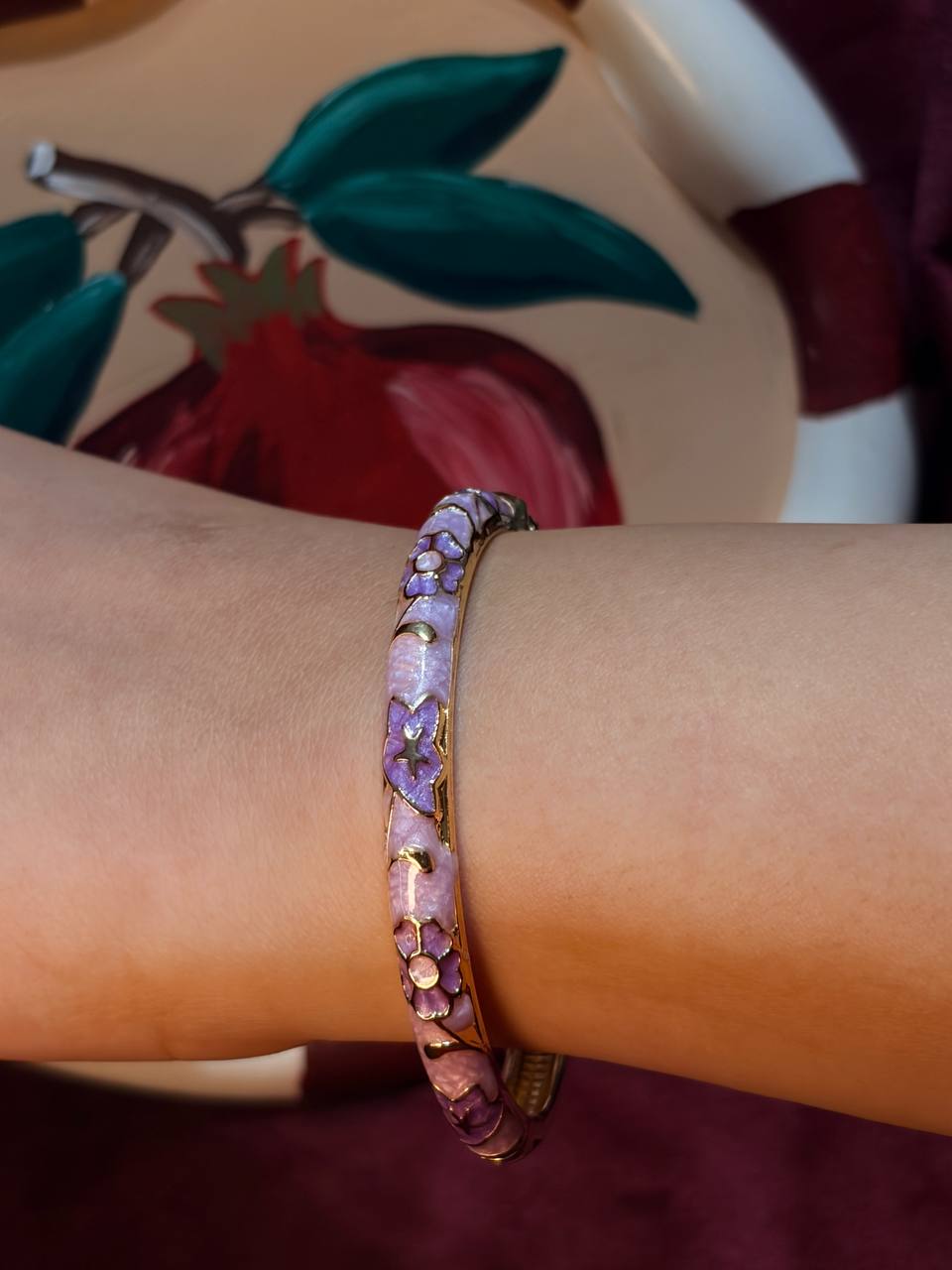 Purple Rose Enamel Bangle