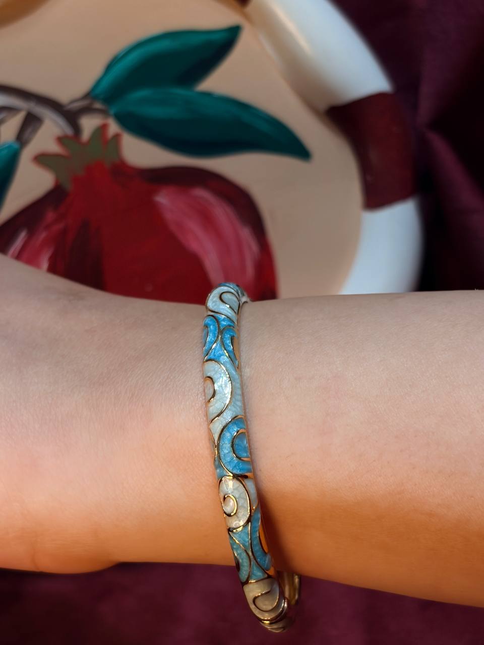 Wavy Blue Enamel Bangle
