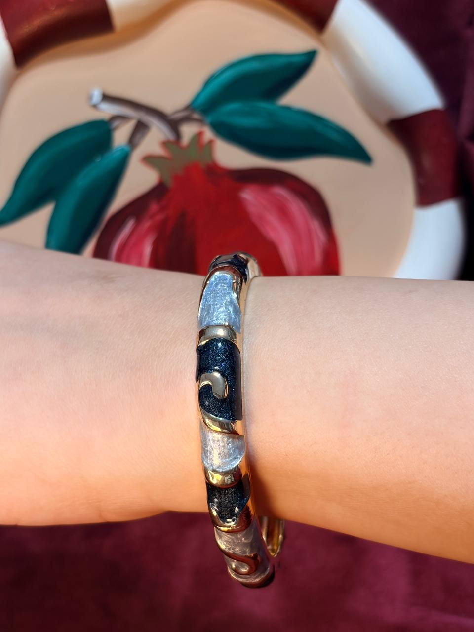 Black and Grey Enamel Bangle