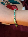 Green Flower Enamel Bangle