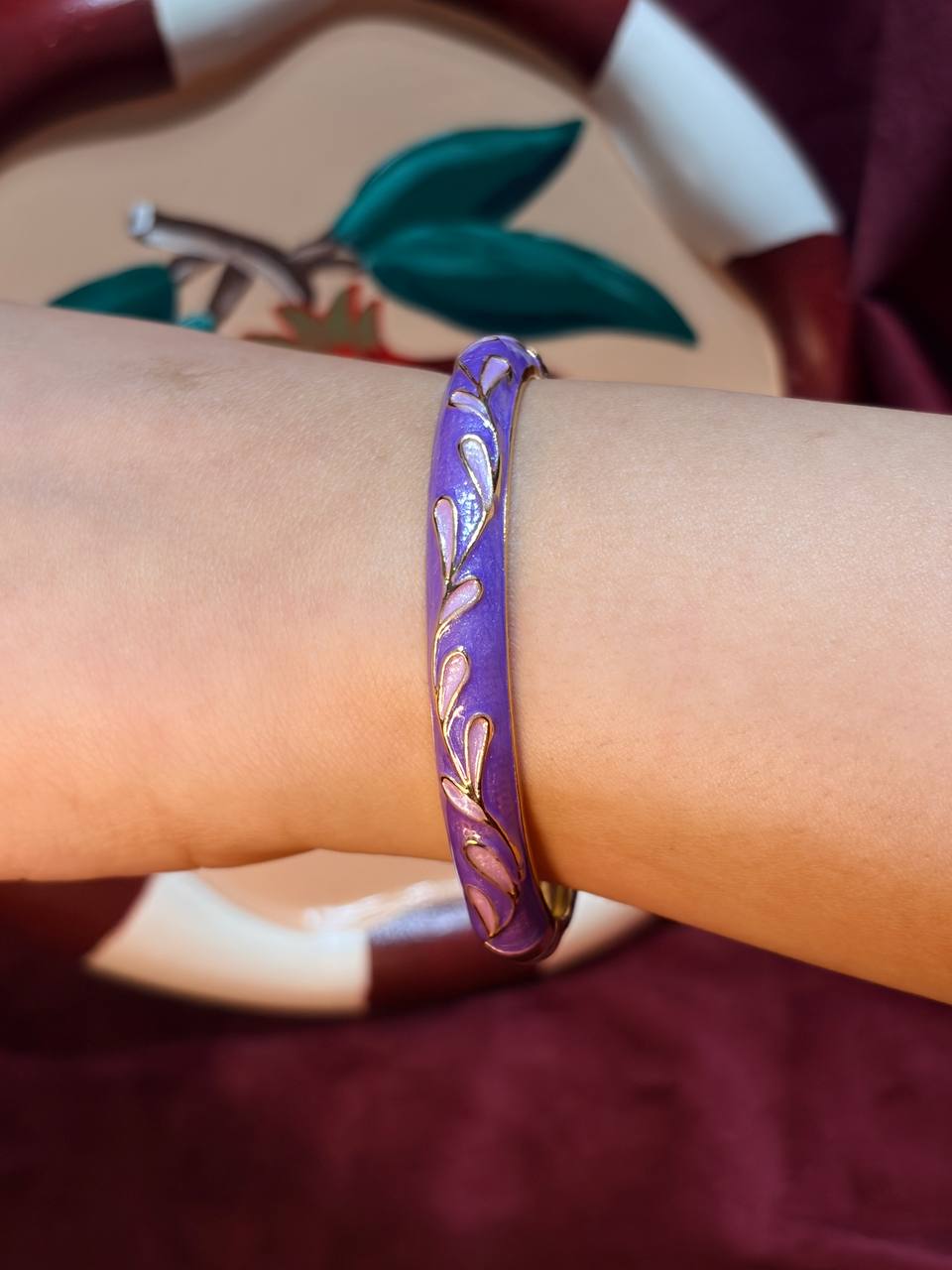 Purple Feather Enamel Bangle