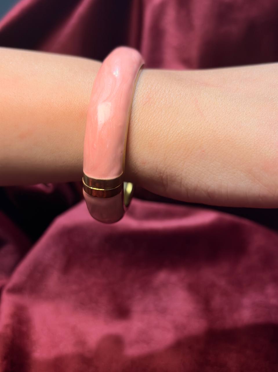 Wide Pink Enamel Bangle