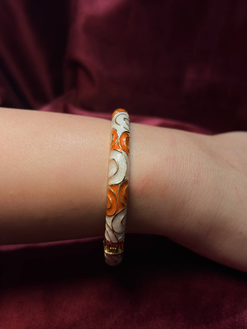 White and Honey Enamel Bangle