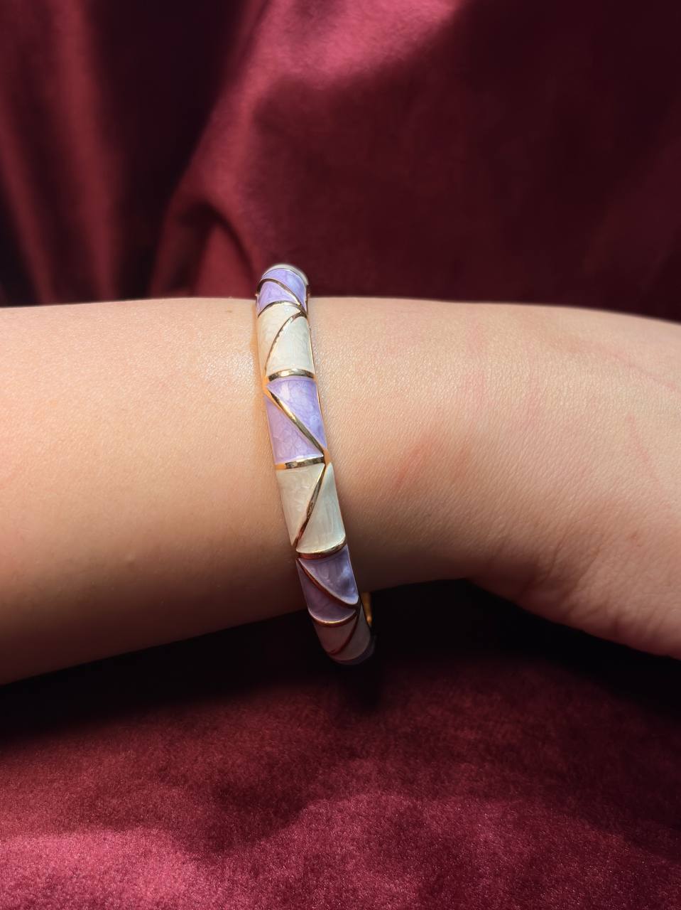 Purple and White Enamel Bangle