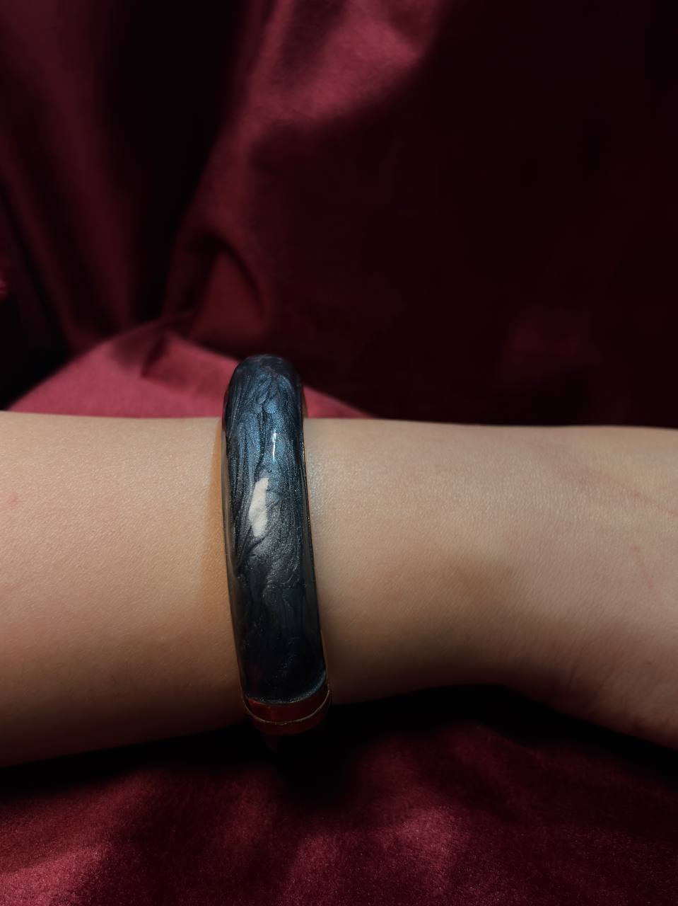 White Black Enamel Bangle