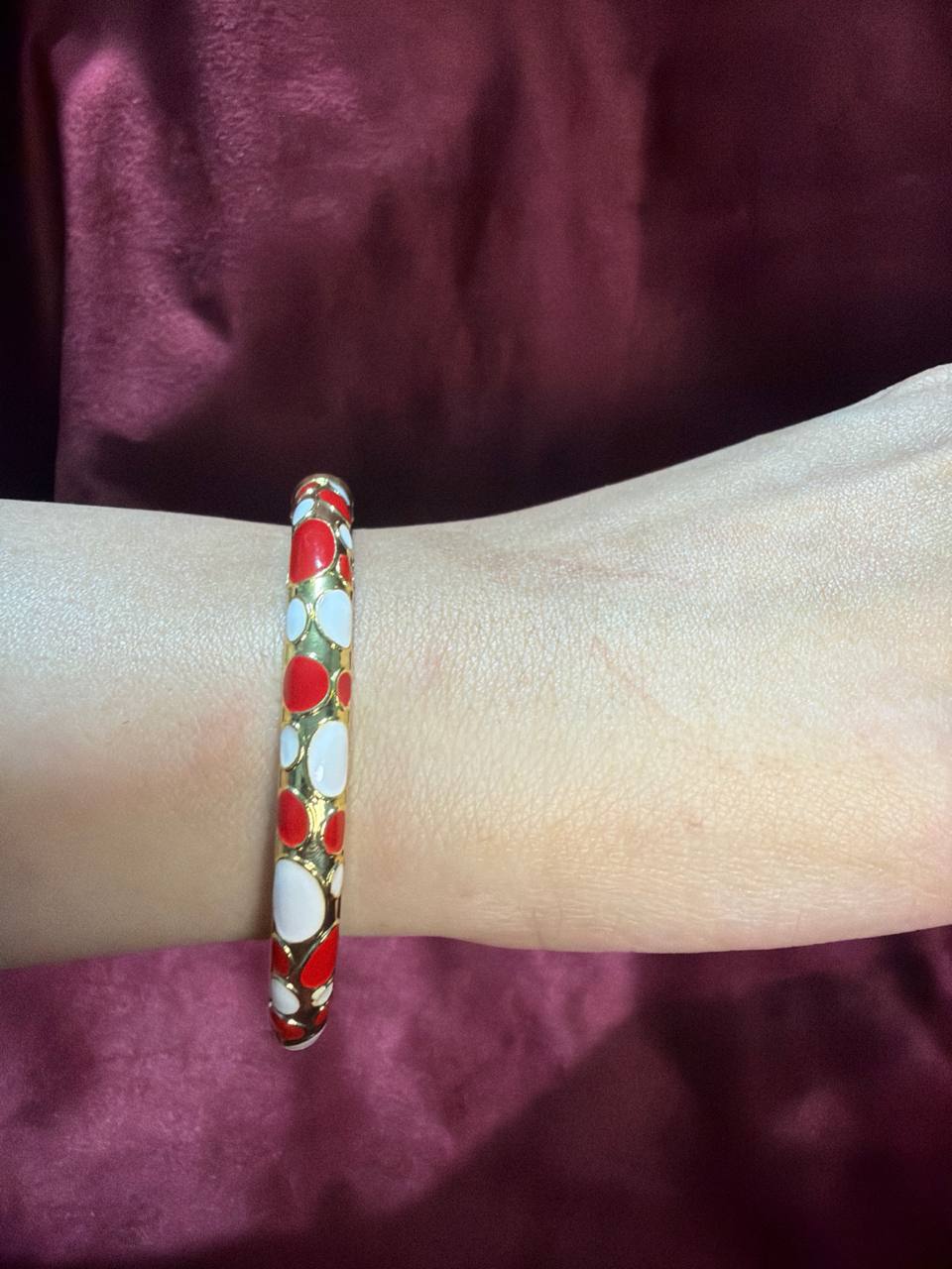 Red and White Enamel Bangle