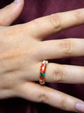 Red and Rose In Gold Enamel Ring