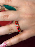 Red and Black Rose Enamel Ring