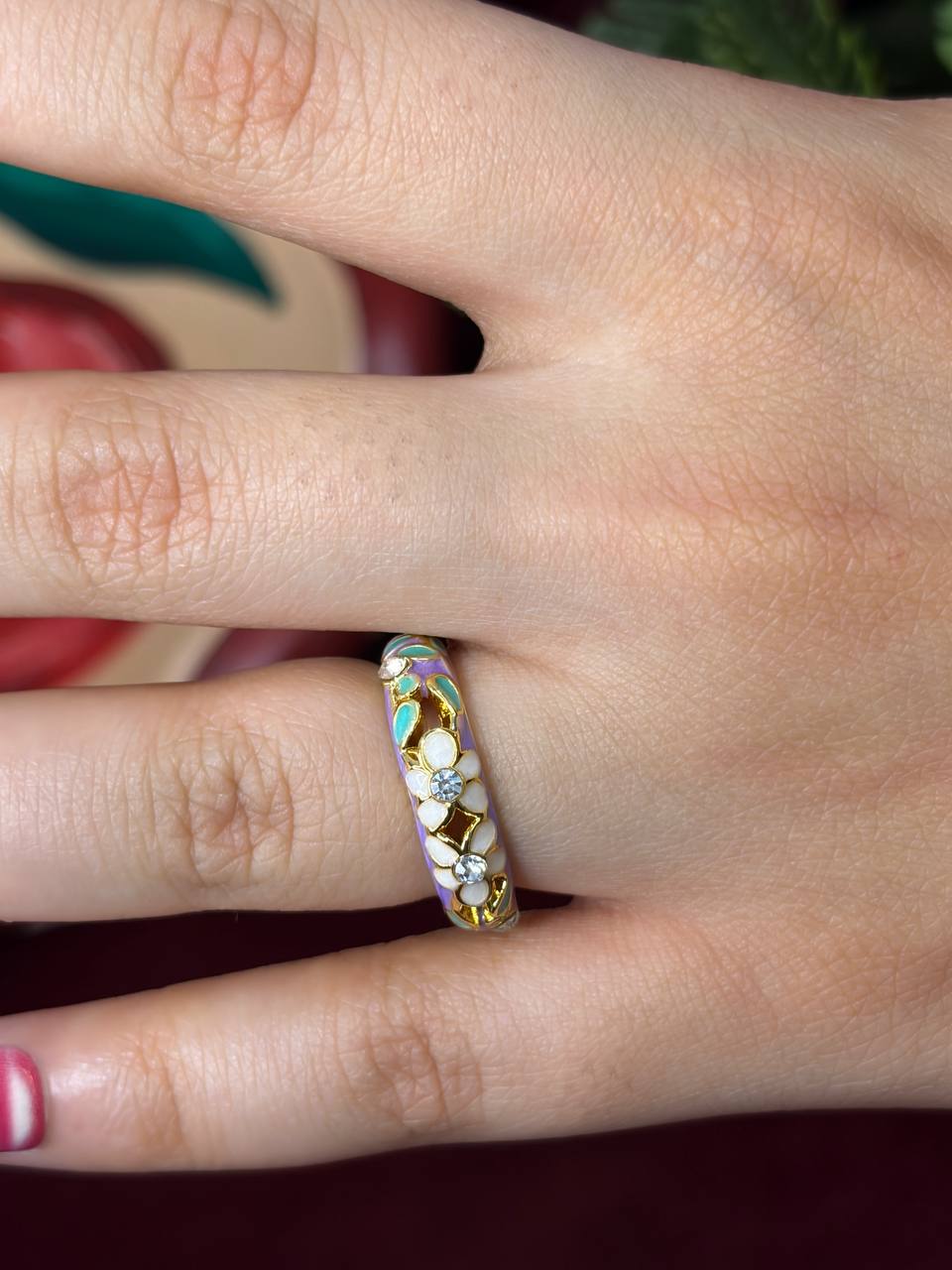 White Roses Enamel Ring