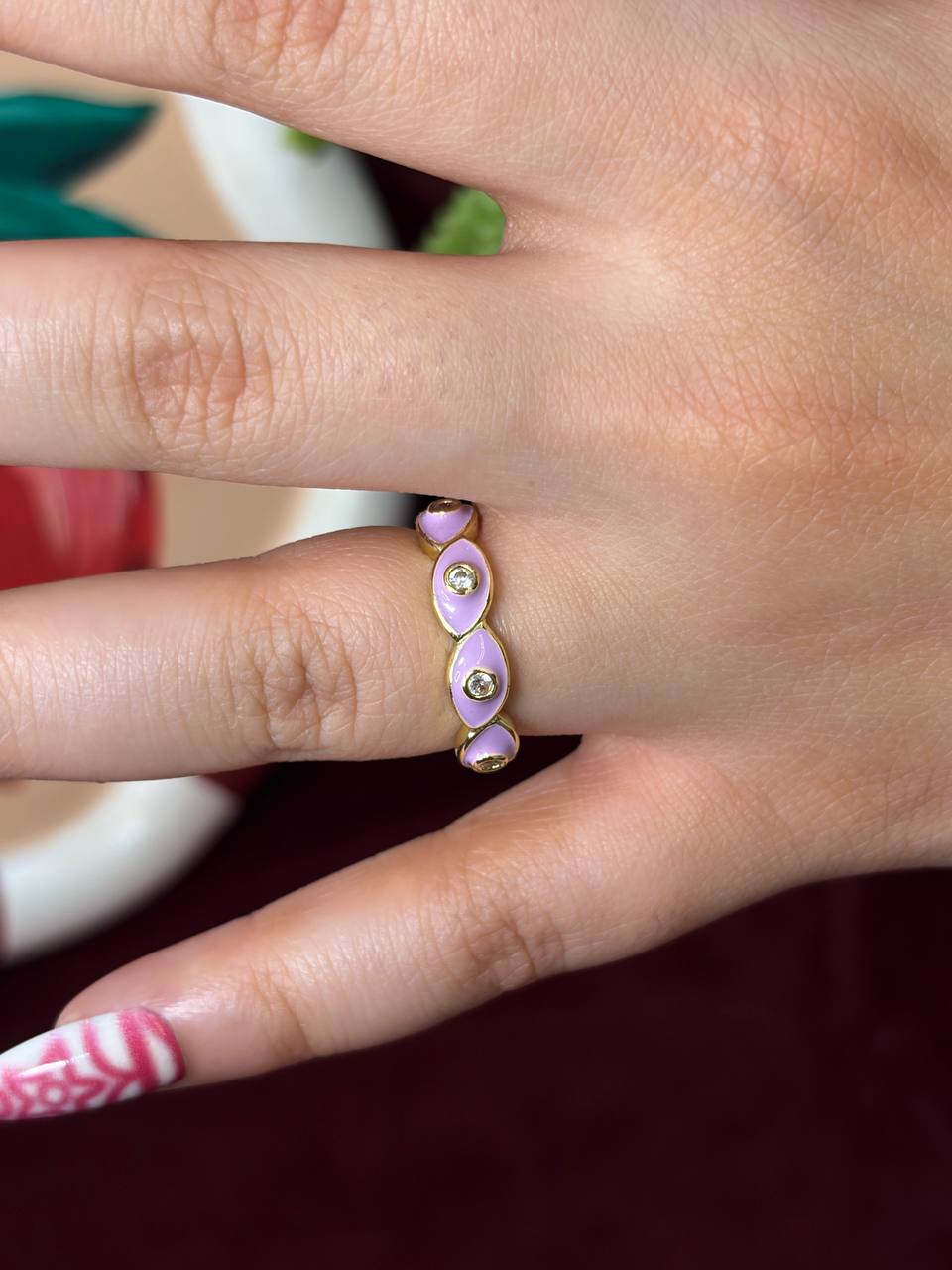 Wavy Purple Enamel Ring