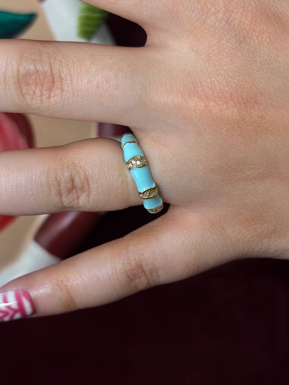 Gold Filled Blue Enamel Ring