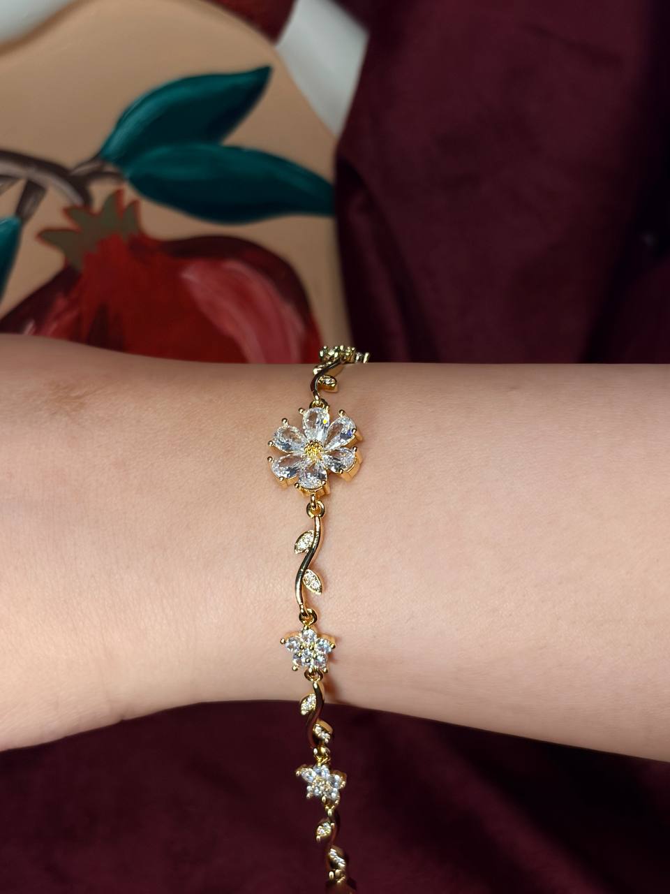 Golden Tulip Flower Tennis Bracelet