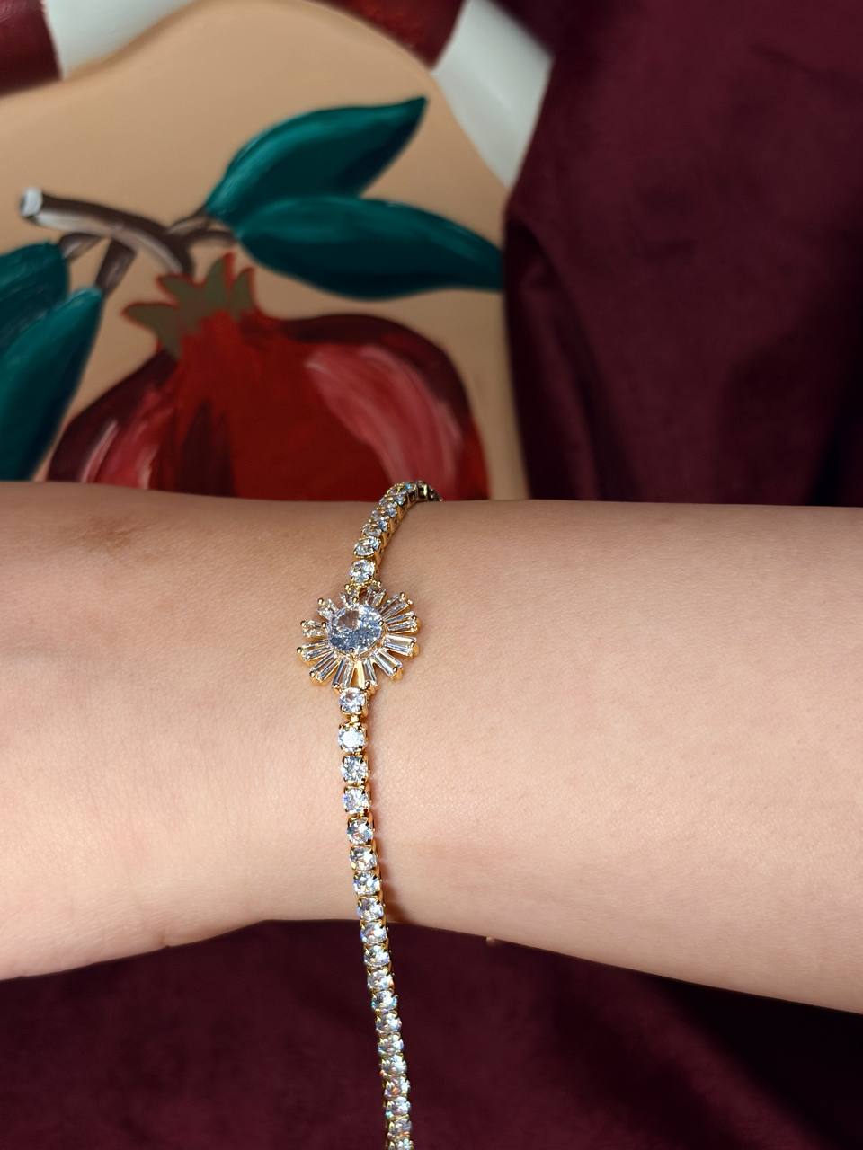 Golden Ziricon Tennis Bracelet