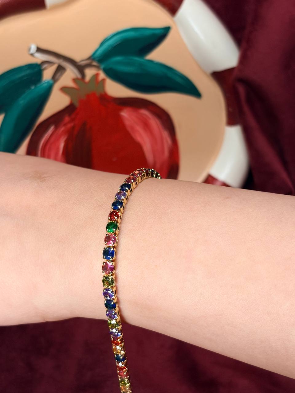 Colored Stones Tennis Bracelet
