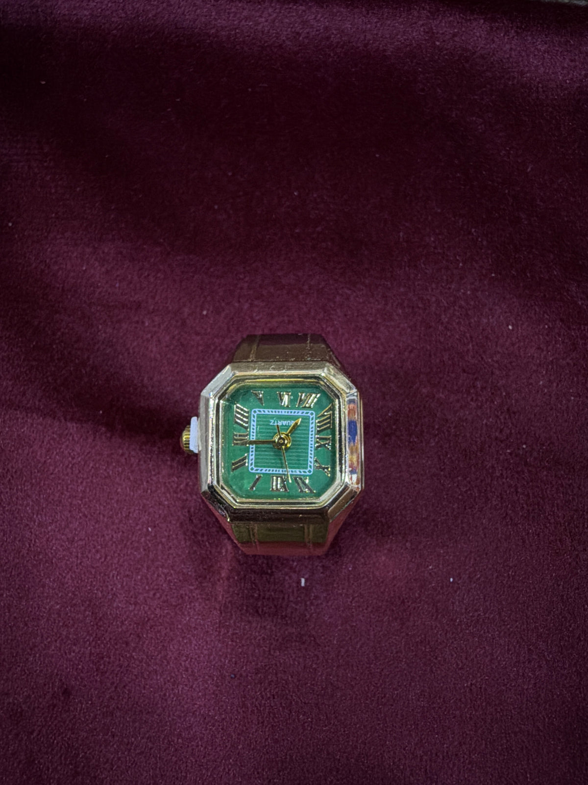 Square Green Watch Ring