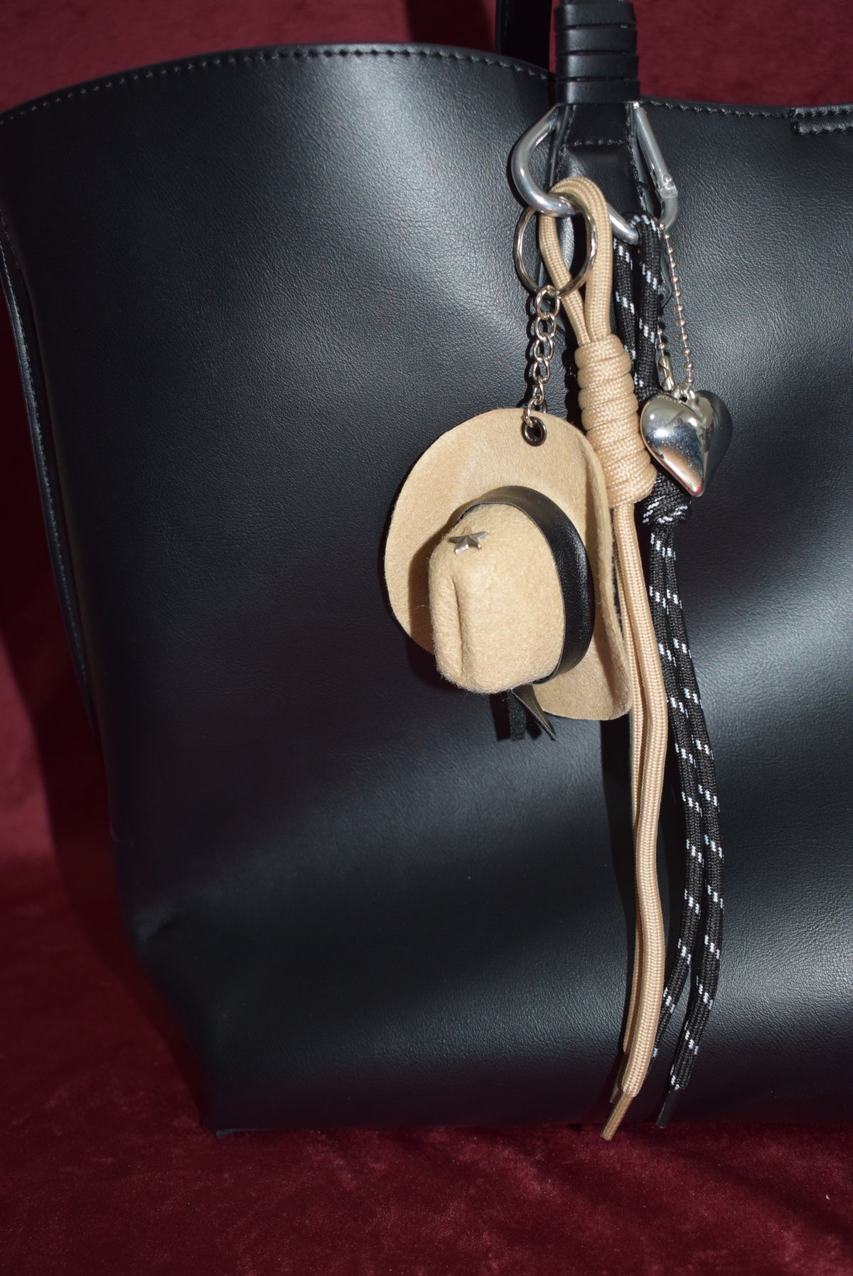 Beige Cowboy Hat Bag Charm
