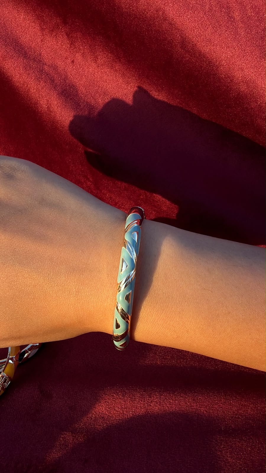 Teal triangle bangle