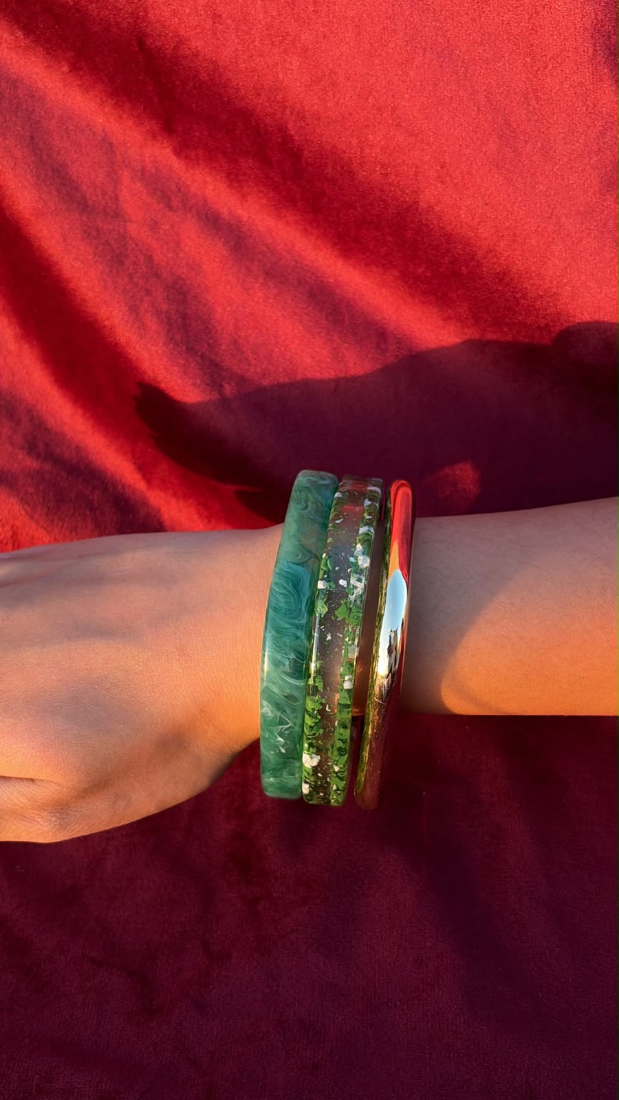Green Square Bangle Set