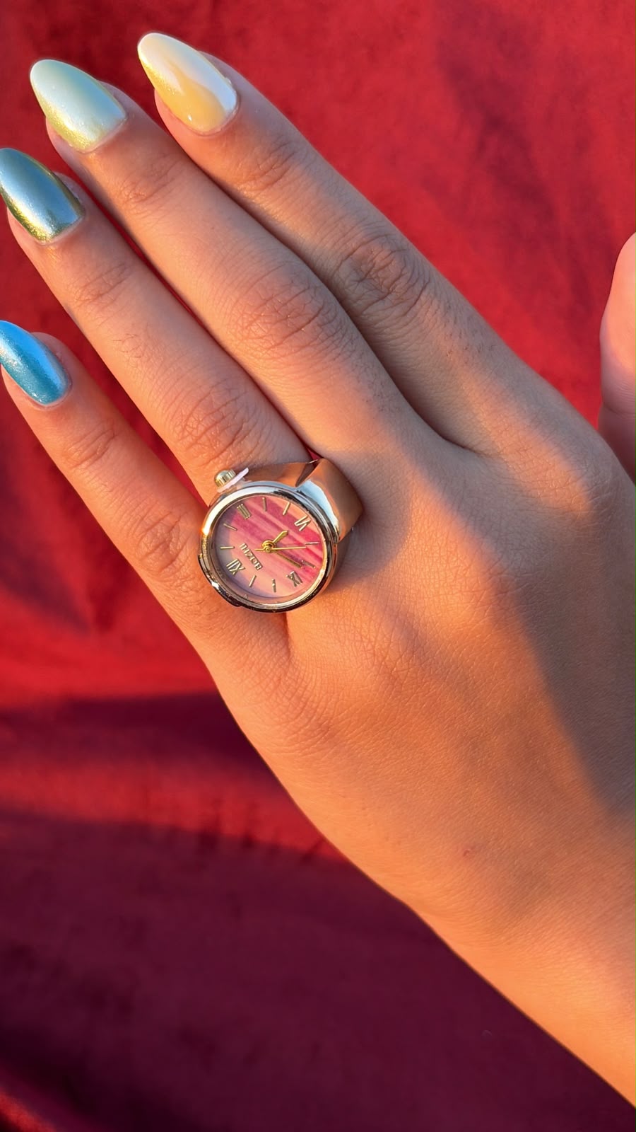 Round Pink Watch Ring