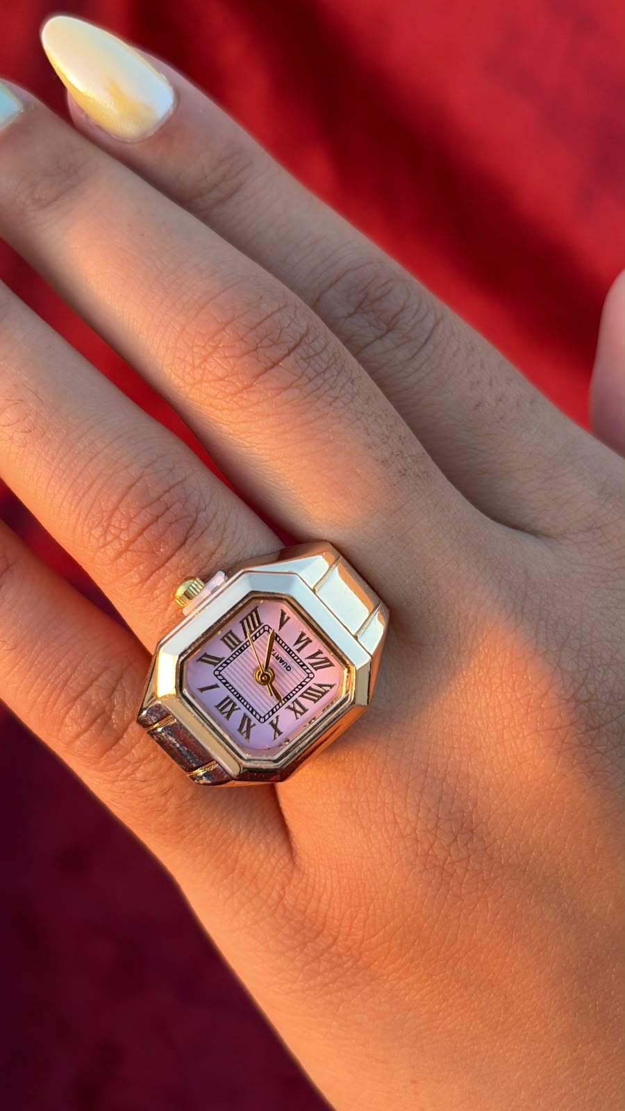 Square Pink Watch Ring
