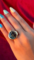 Round Black Watch Ring