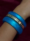 Blue and gold glittery bangle set