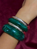 Rose gold & Green Bangle Set