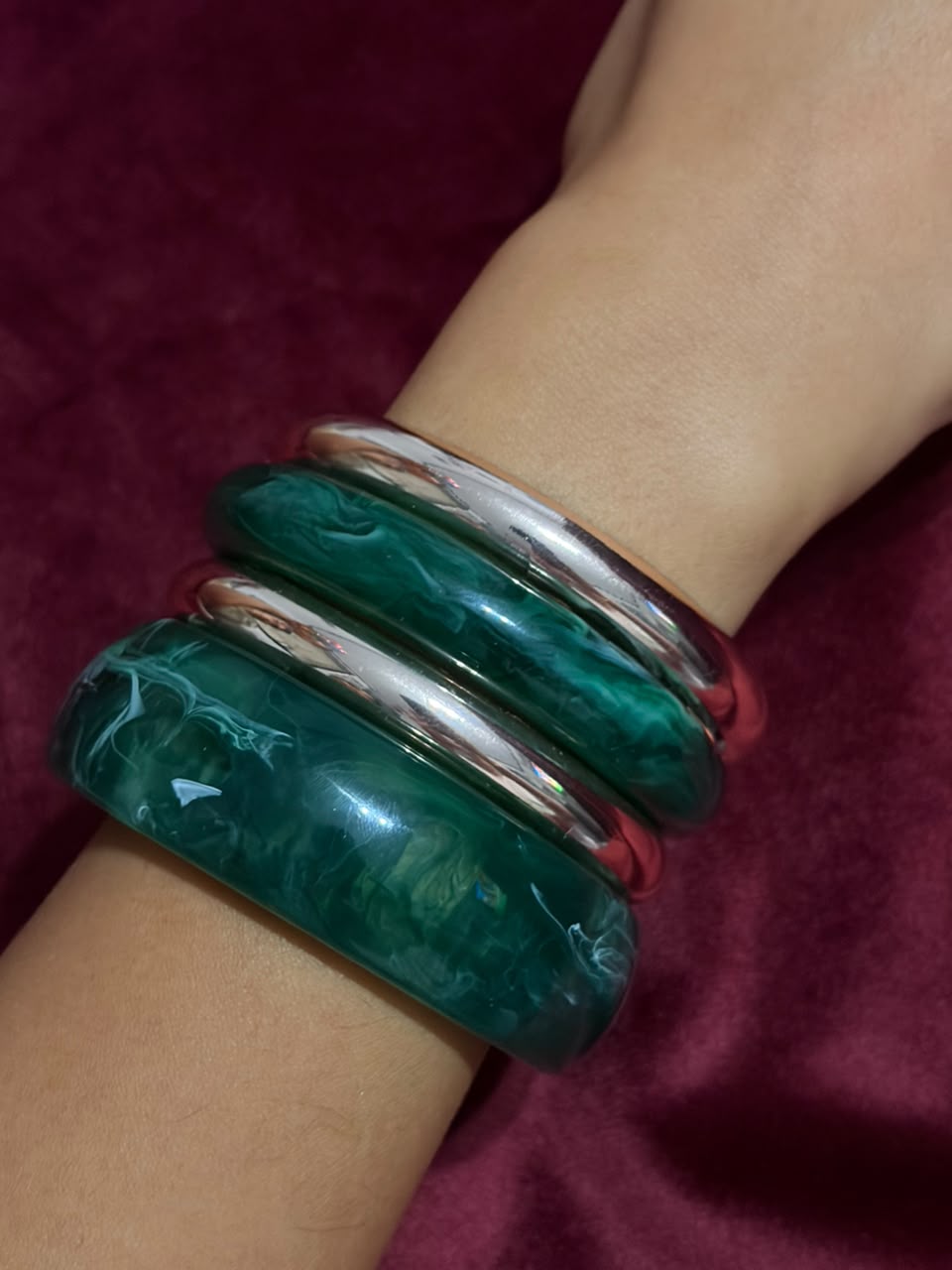 Rose gold & Green Bangle Set