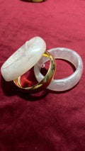 Metallic White & gold Bangle Set