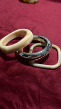 Beige and silver square bangle set