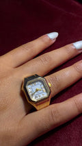 Square White Watch Ring