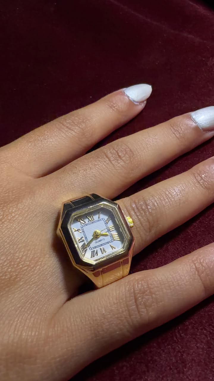 Square White Watch Ring