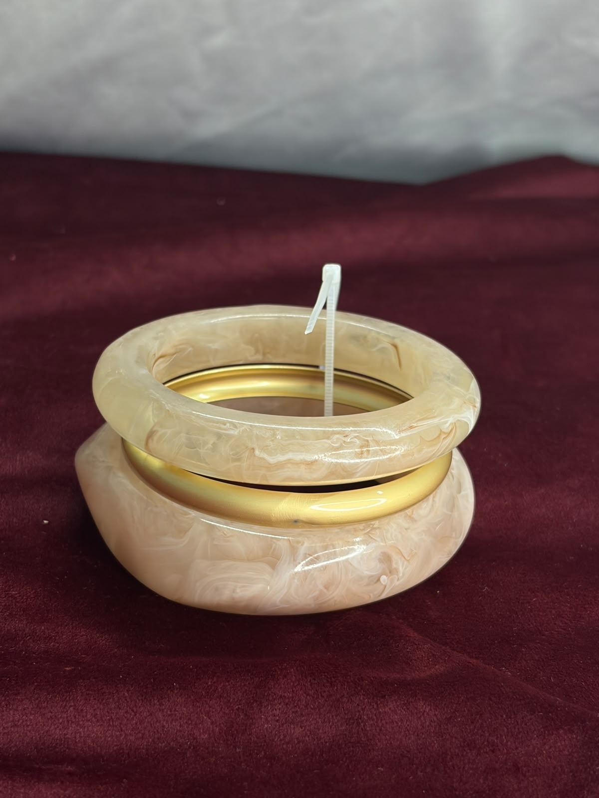 Metal Beige Ceramic Bangle Set