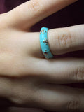Small Flower Blue Enamel Ring