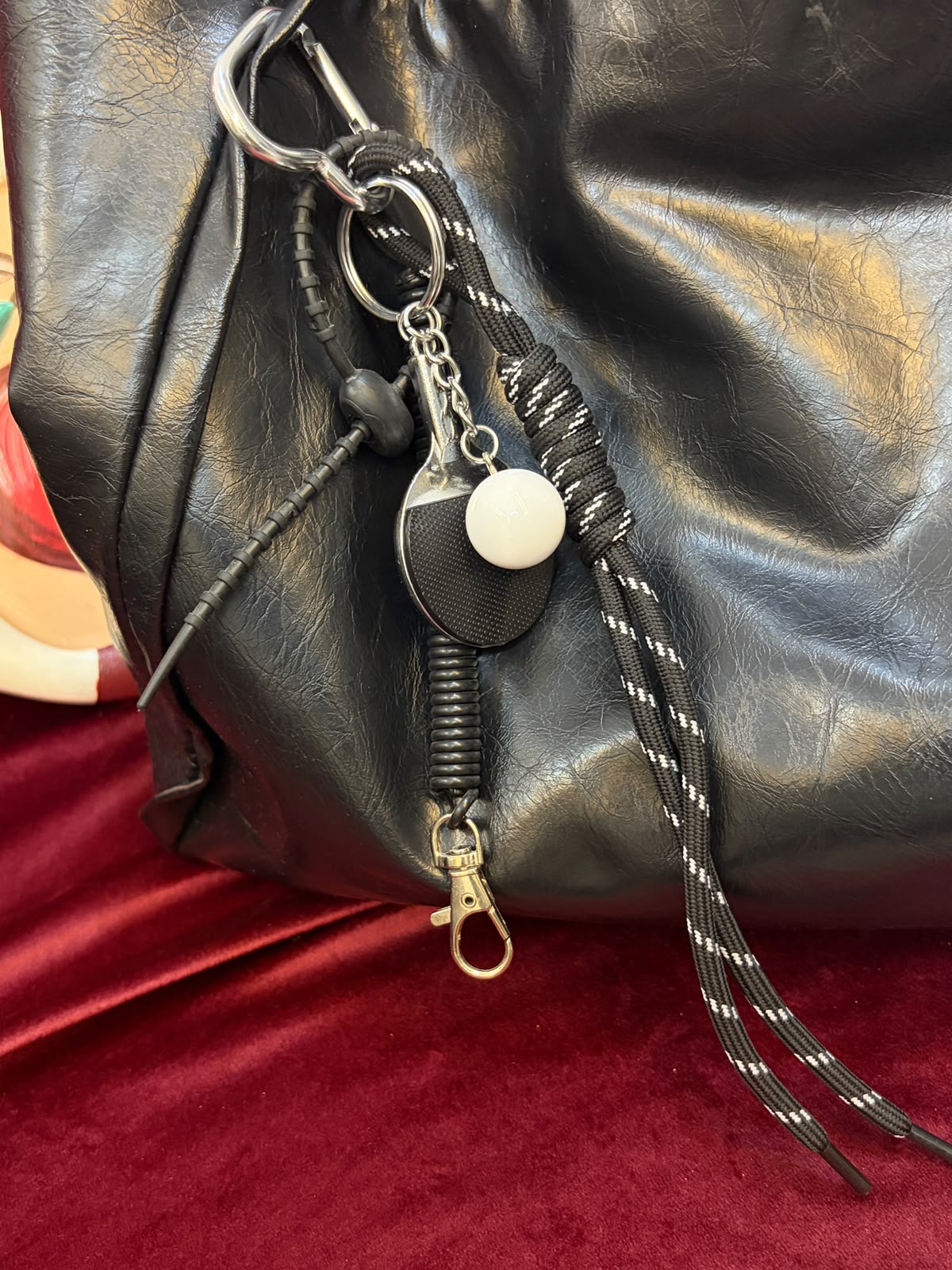 Black Table Tennis Bag Charm