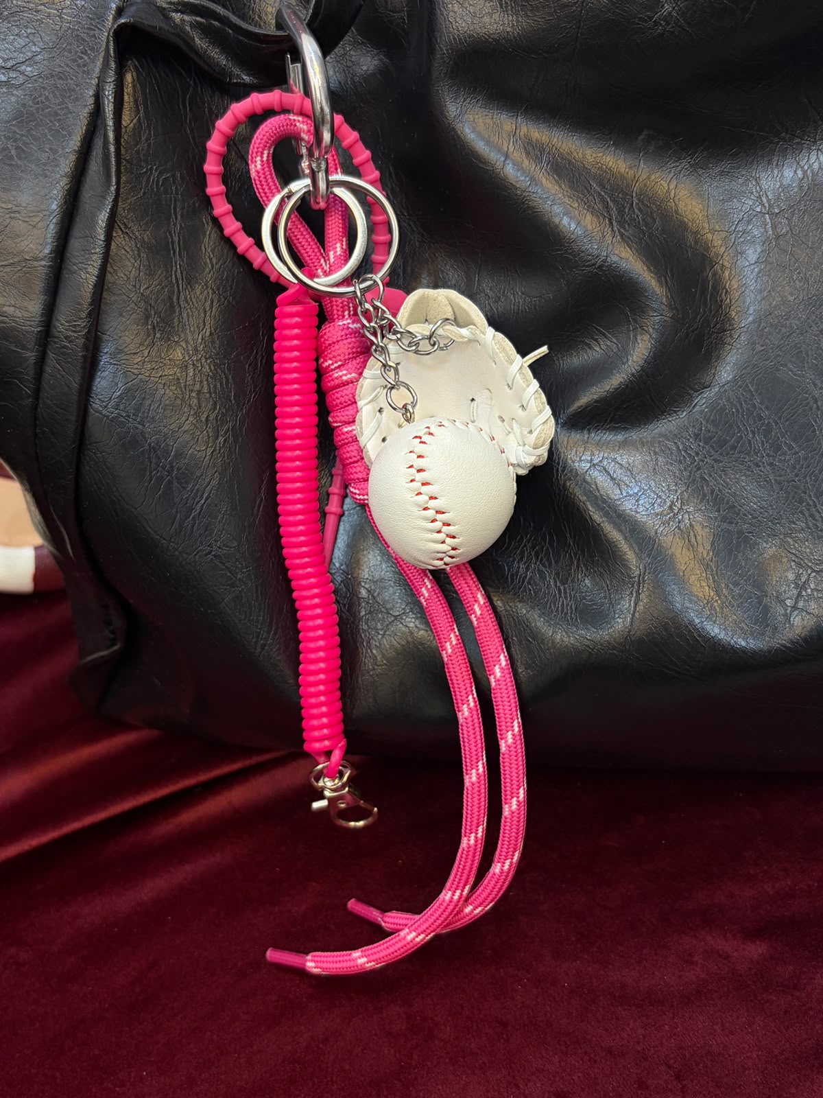 Pink Baseball Bag Charm