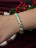 Green Squares Enamel Bangle