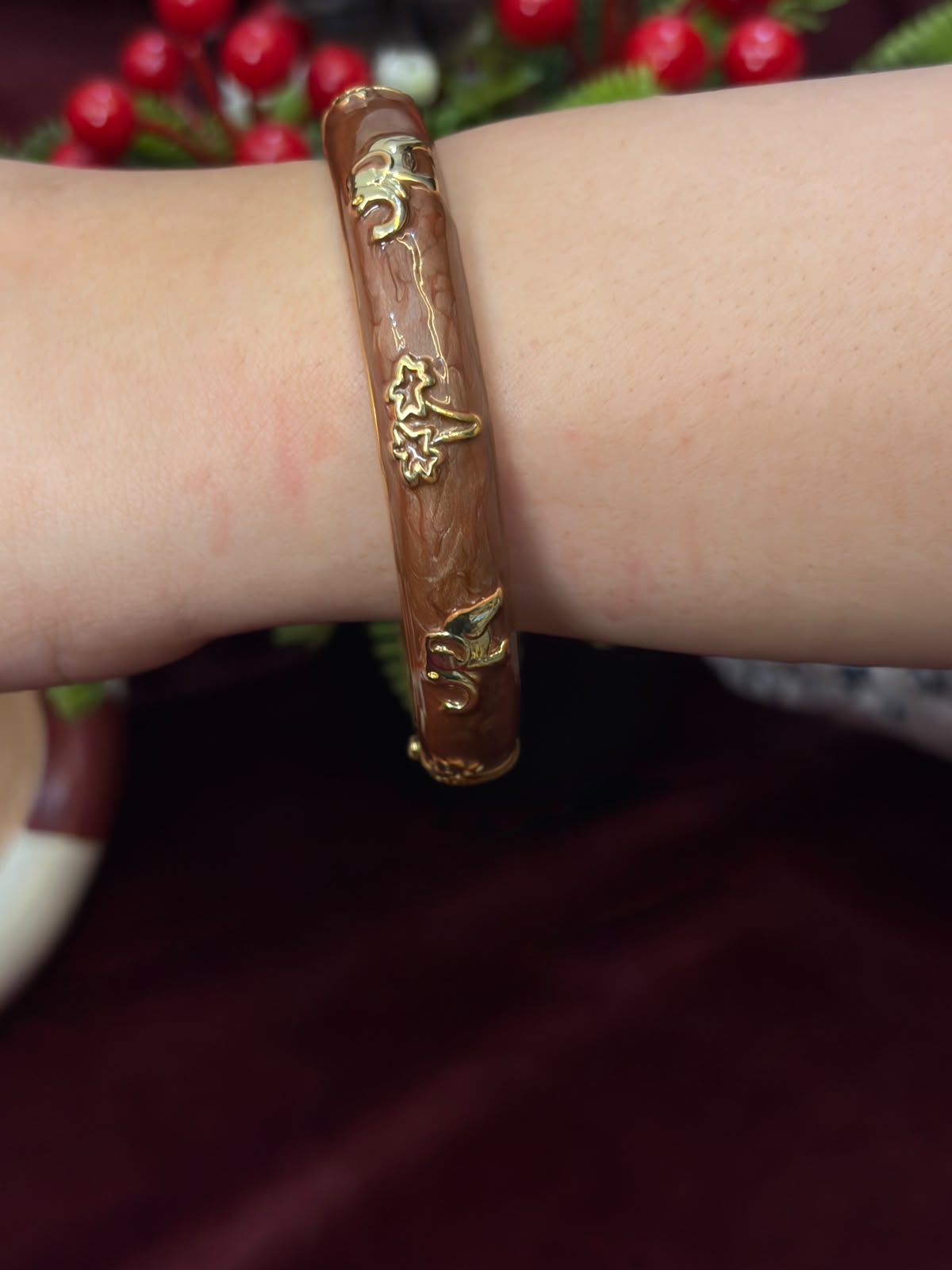 Brown Elephant Enamel Bangle