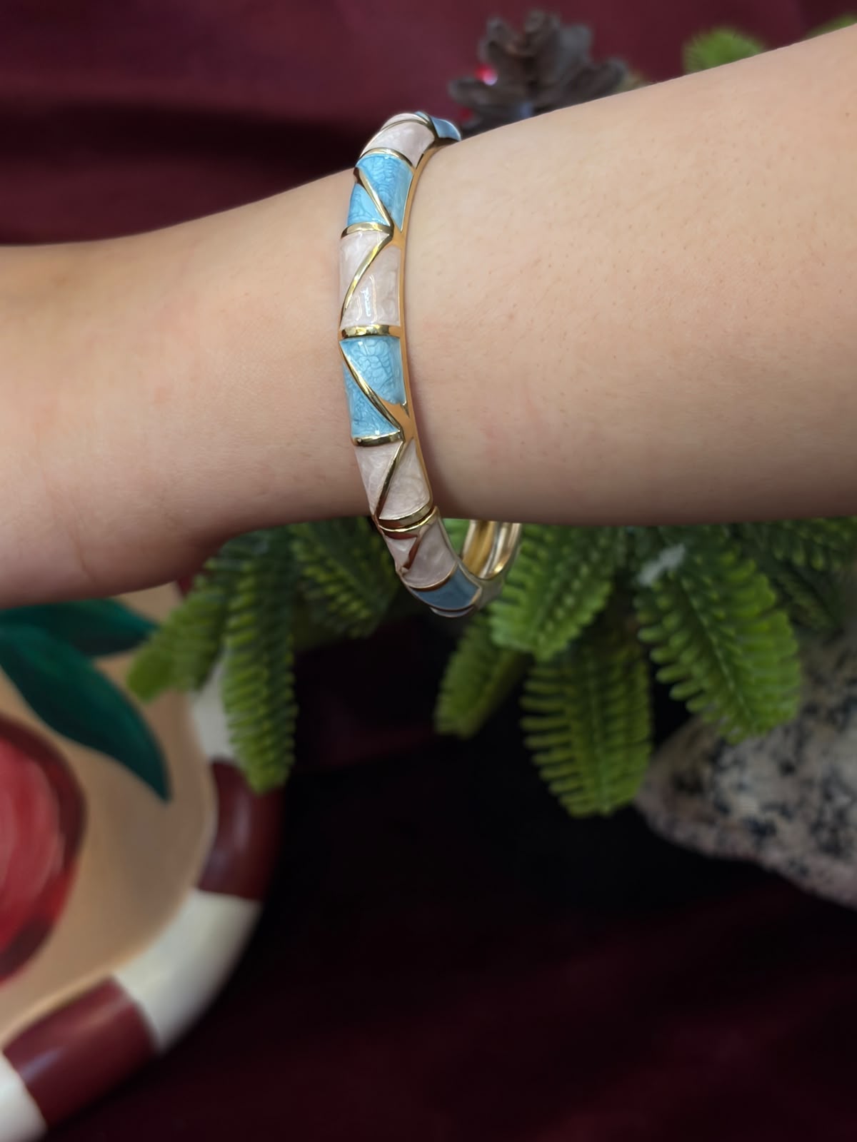 Light Blue in White Enamel Bangle