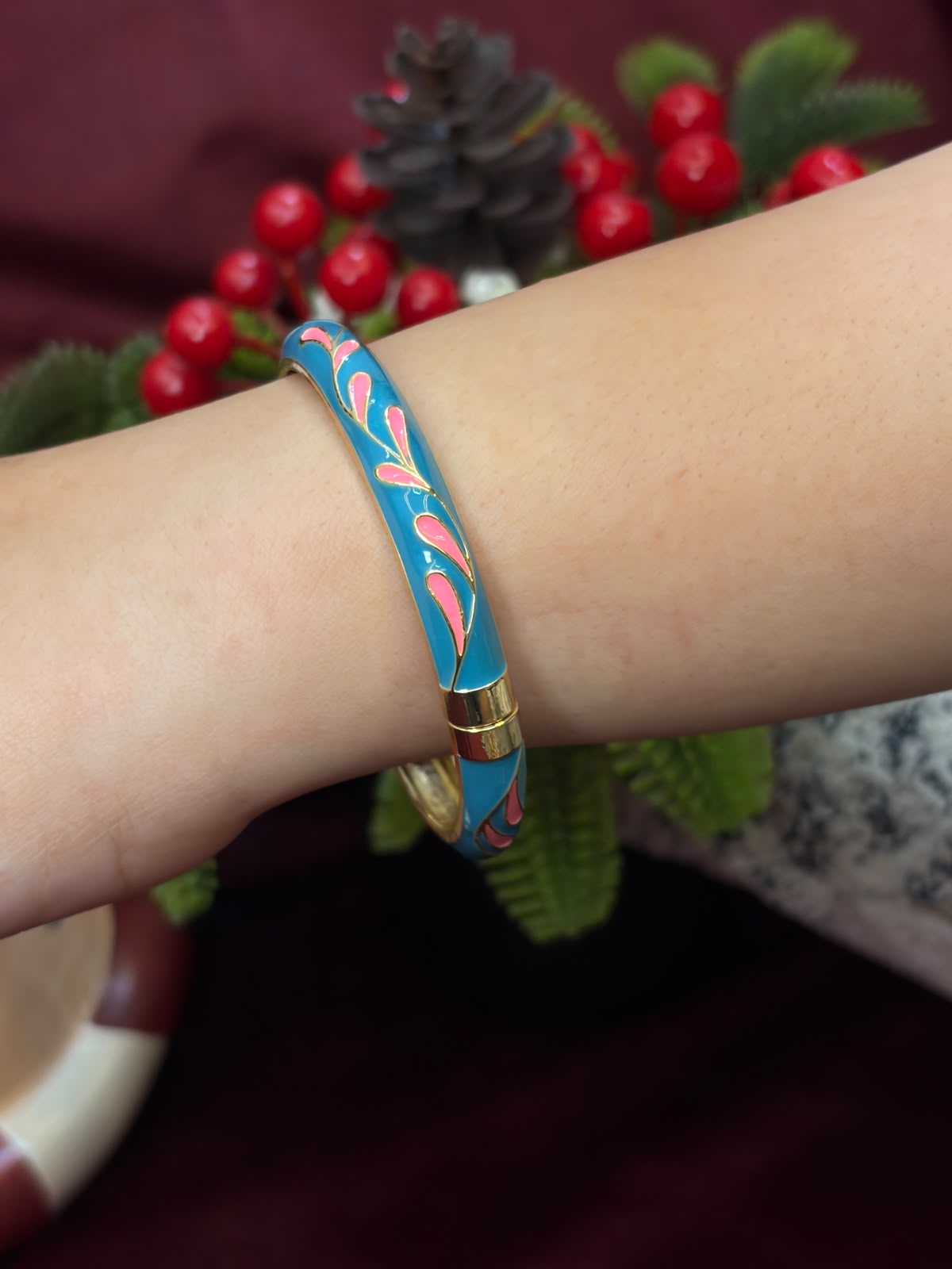 Pink and Blue Enamel Bangle